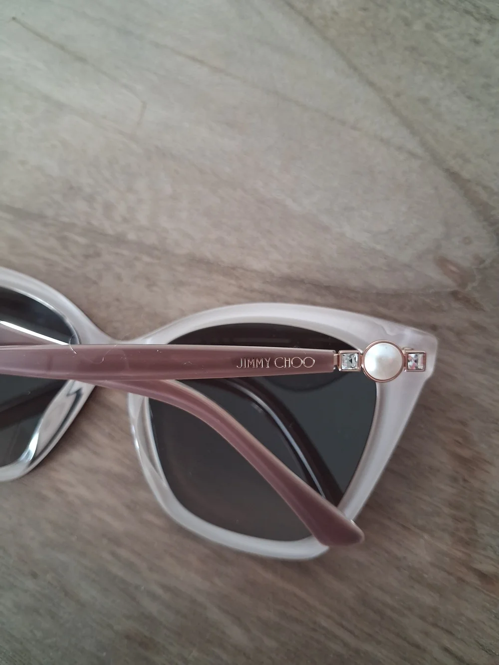 Jimmy Choo Mauve Cat-Eye Sunglasses with Cream Case